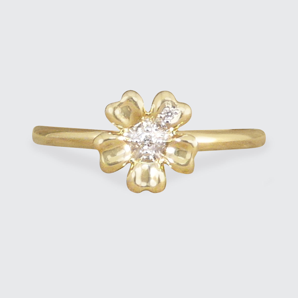 Diamond set Daisy flower ring in 9ct Yellow Gold the perfect gift.