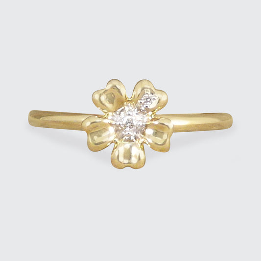 Diamond set Daisy flower ring in 9ct Yellow Gold the perfect gift.