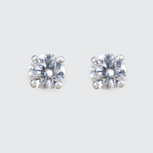 1.02ct Diamond Four Claw Stud Earrings in Platinum