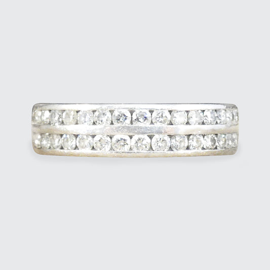 0.75ct Brilliant Cut Diamond Double Row Half Eternity Ring in Platinum