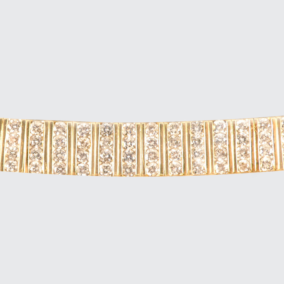 Vintage 8.20ct Diamond Panel Link Bracelet in 14ct Yellow Gold