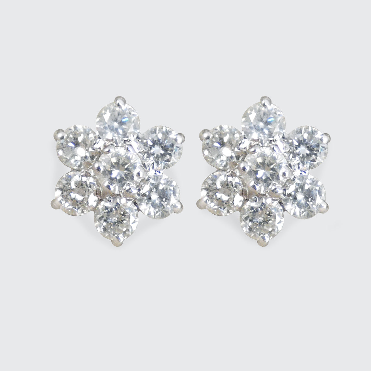 Daisy Diamond Cluster Earrings in White Gold, Classic and Timeless, Everyday Gift