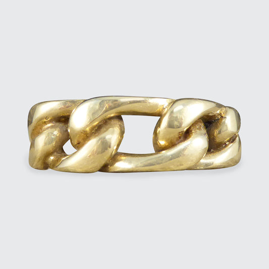 Vintage Solid Yellow Gold Curb Chain Half Band Ring