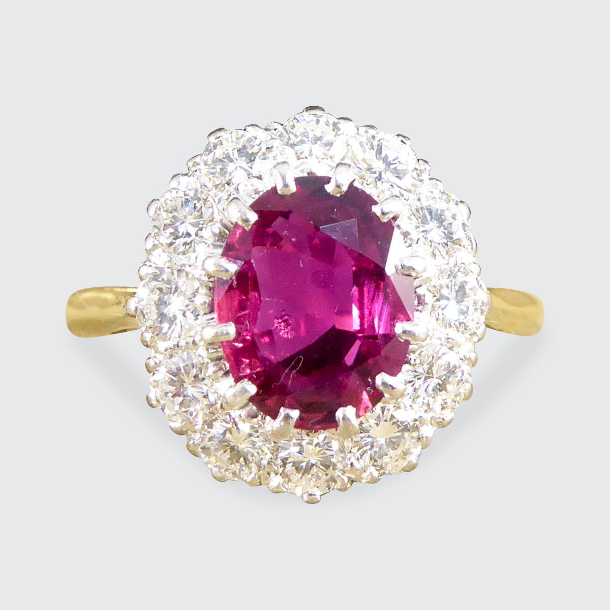 1960's Ruby and Diamond Cluster Ring in 18ct Yellow and Platinum