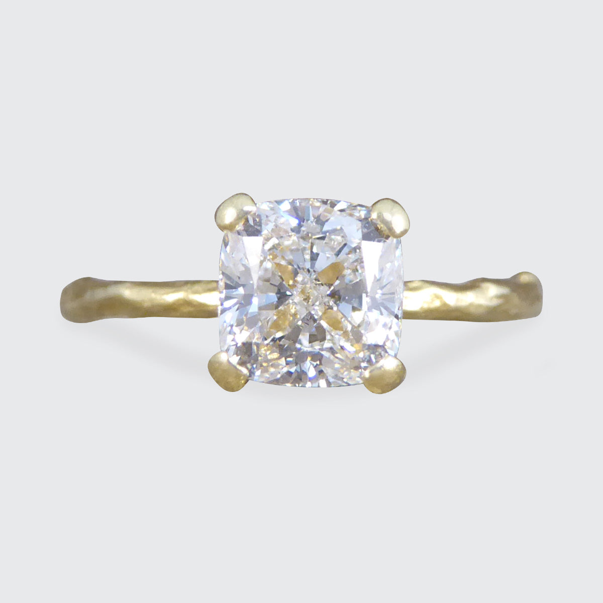 GIA 1.00ct F VS Modified Cushion Diamond Solitaire Ring in 18ct Yellow Gold Fine Detailed Band