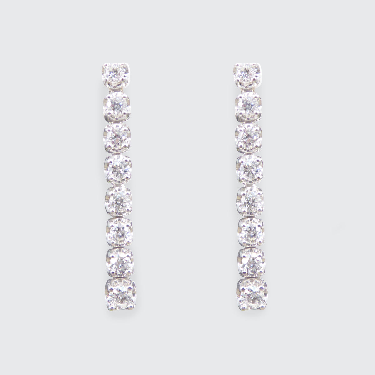 Modern Diamond Drop Linked Dangle Earrings in White Gold