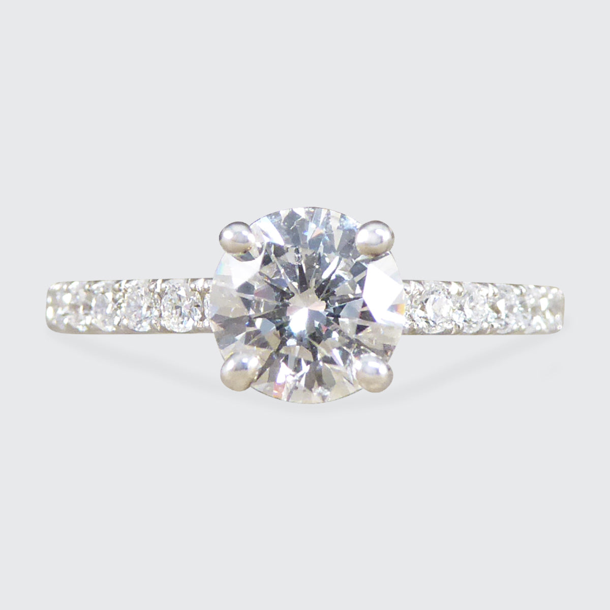 GIA Cert D Colour 0.90ct Brilliant Cut Diamond Solitaire Engagement Ring with Diamond Shoulders in 18ct White Gold