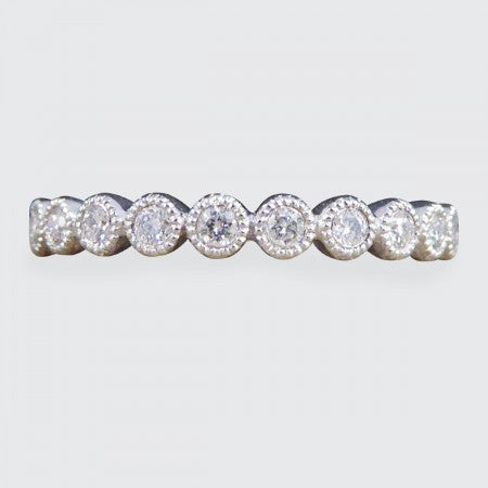 Diamond Rub Over Collar Set White Gold Half Eternity Ring