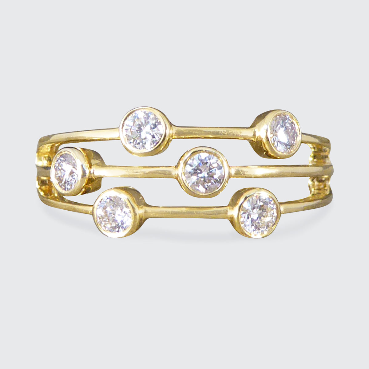 Diamond Three Strand Bubble Ring in 18ct Yellow Gold