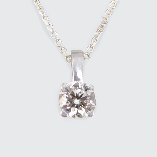 0.54ct Brilliant Cut Diamond Pendant Necklace in 18ct White Gold