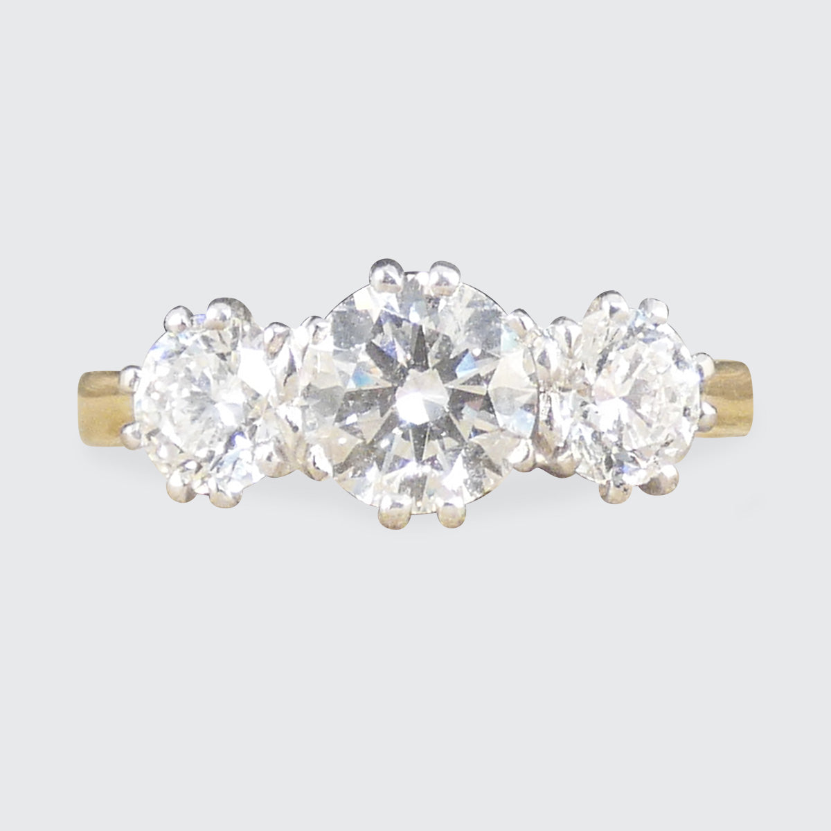 1.22ct Diamond Trilogy Three Stone Ring in 18ct Gold GIA Cert D and E Colour. The perfect engagement ring, representing past, present and future promise.