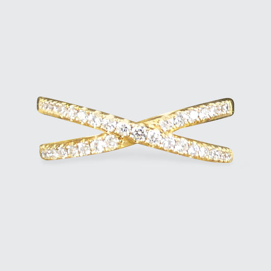 Diamond Two Strand Crossover Ring in 18ct Yellow Gold