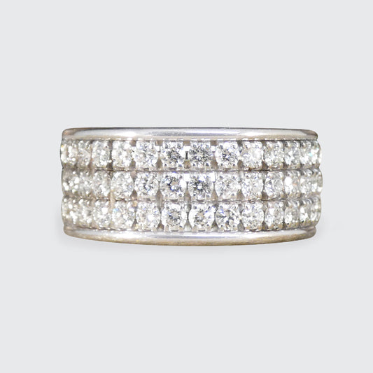 Wide Diamond Set Half Eternity Ring in 18ct White Gold Small Finger Size