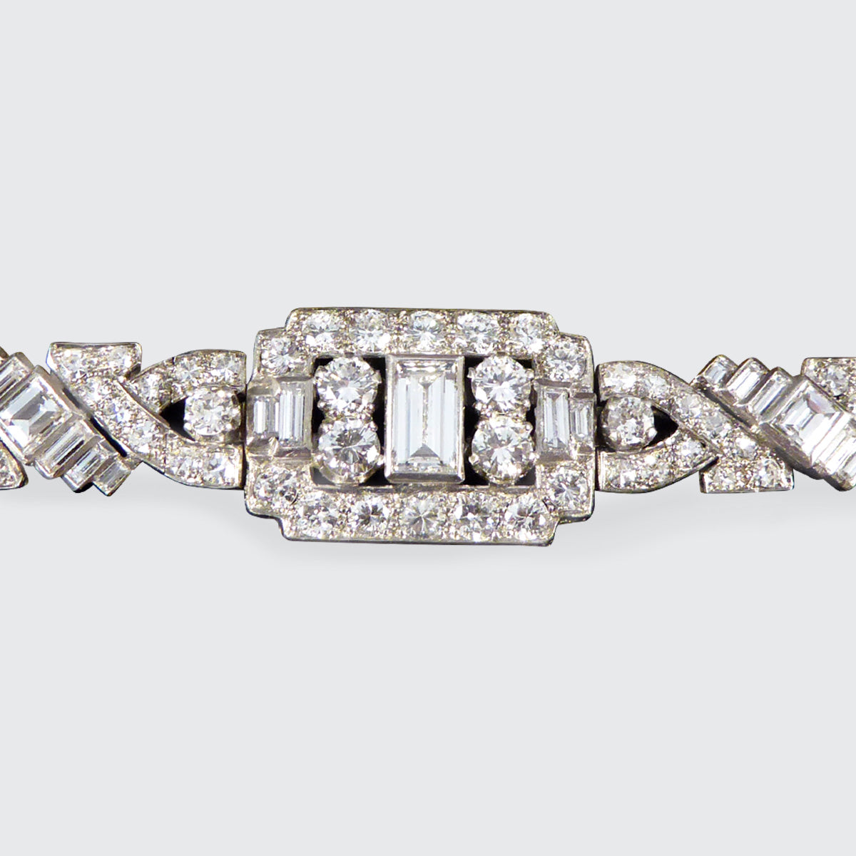 Art Deco 10.38ct Diamond Panel Bracelet in Platinum in Original Antique Box