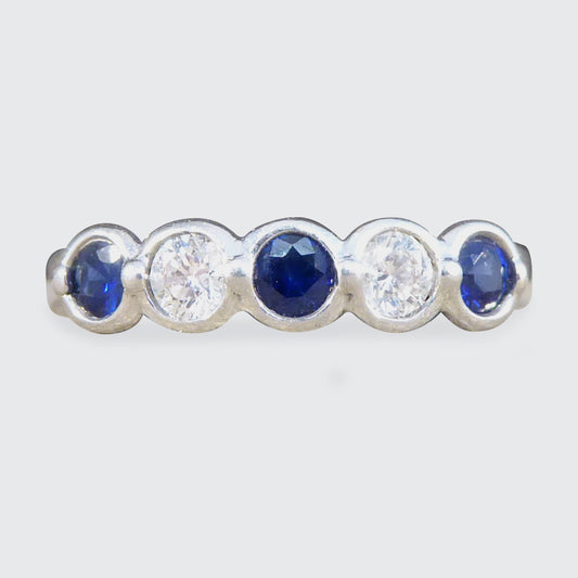 Sapphire and Diamond Bezel set Ring in 18ct White Gold