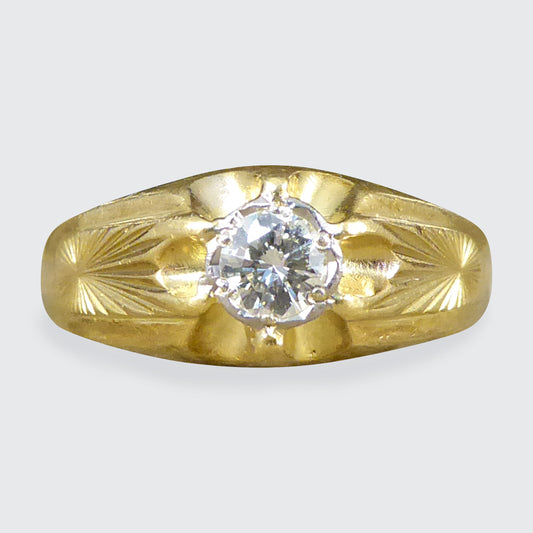 Vintage Diamond Set Gypsy Ring in 18ct Yellow Gold C1975