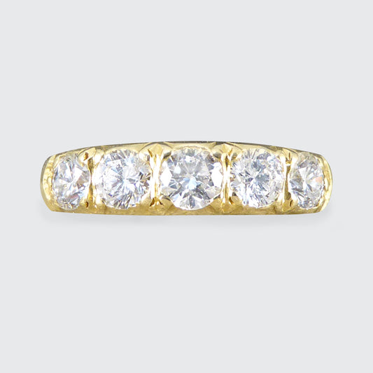 Vintage 0.75ct Diamond Five Stone Ring in 18ct Yellow Gold