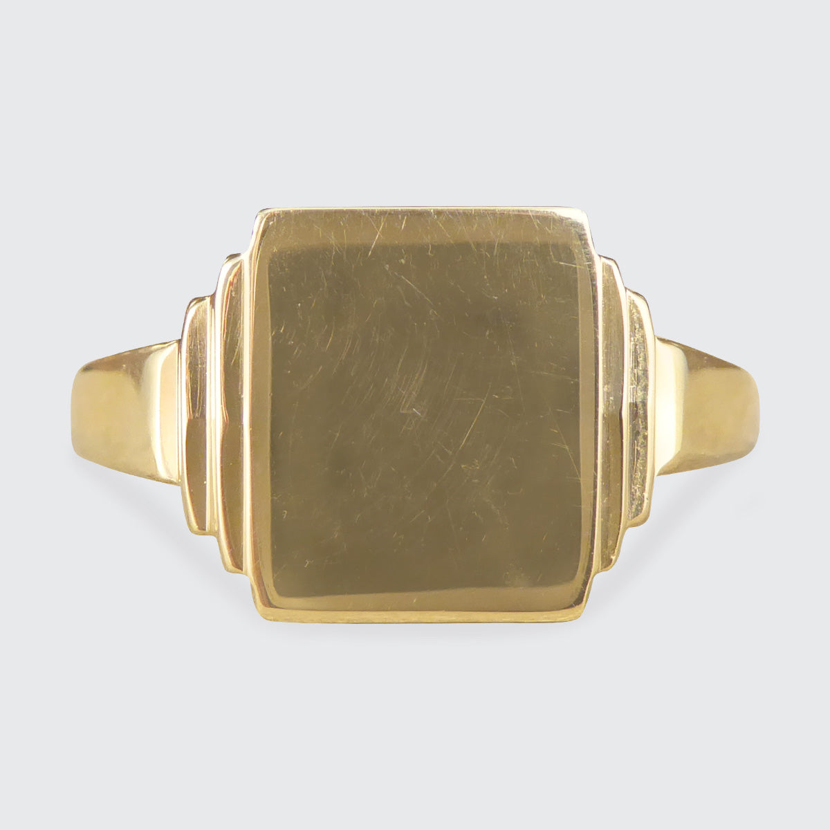 Large Vintage Rectangular Faced Signet Ring in 9ct Yellow Gold C1961