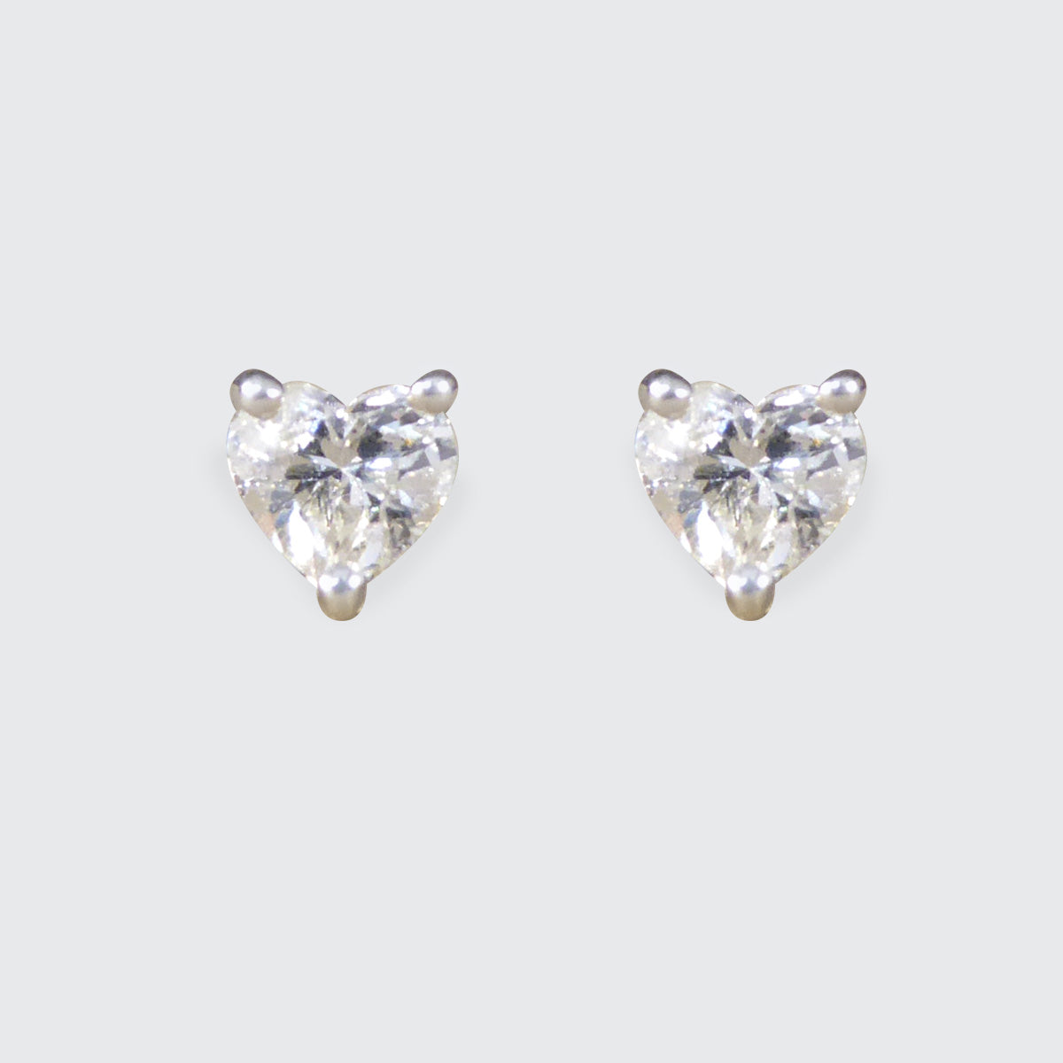 Heart Cut Diamond Earrings 0.81ct Total in Platinum Claw Set Studs