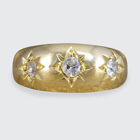 Antique Edwardian Diamond Set Gypsy Ring in 18ct Yellow Gold