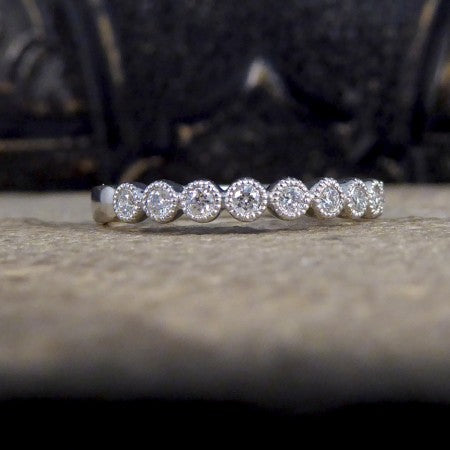 Diamond Rub Over Collar Set White Gold Half Eternity Ring