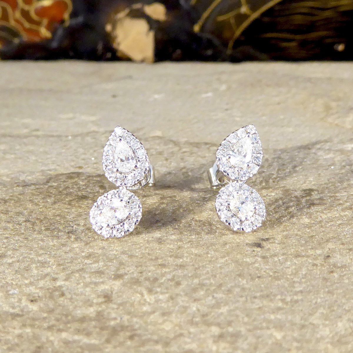 Solitaire double pierced deals earrings