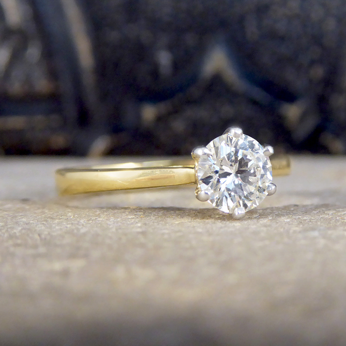 Vintage Brilliant Cut Diamond Solitaire Engagement Ring in 18ct Gold