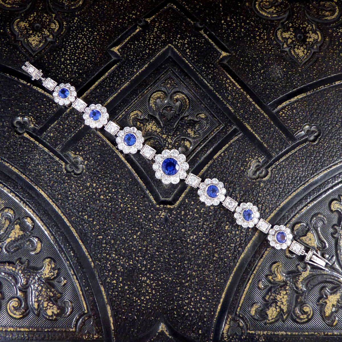 Tanzanite and Diamond Cluster Bracelet in Platinum