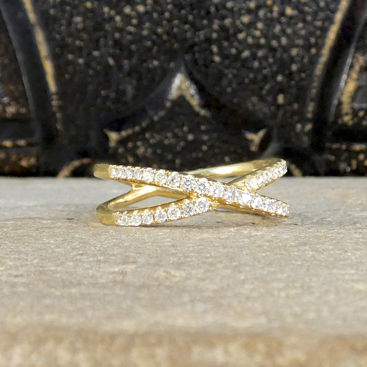 Diamond Two Strand Crossover Ring in 18ct Yellow Gold