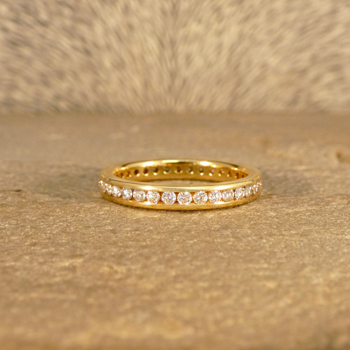 Full Diamond Eternity Ring Channel Setting 18ct Yellow Gold Small Finger Size