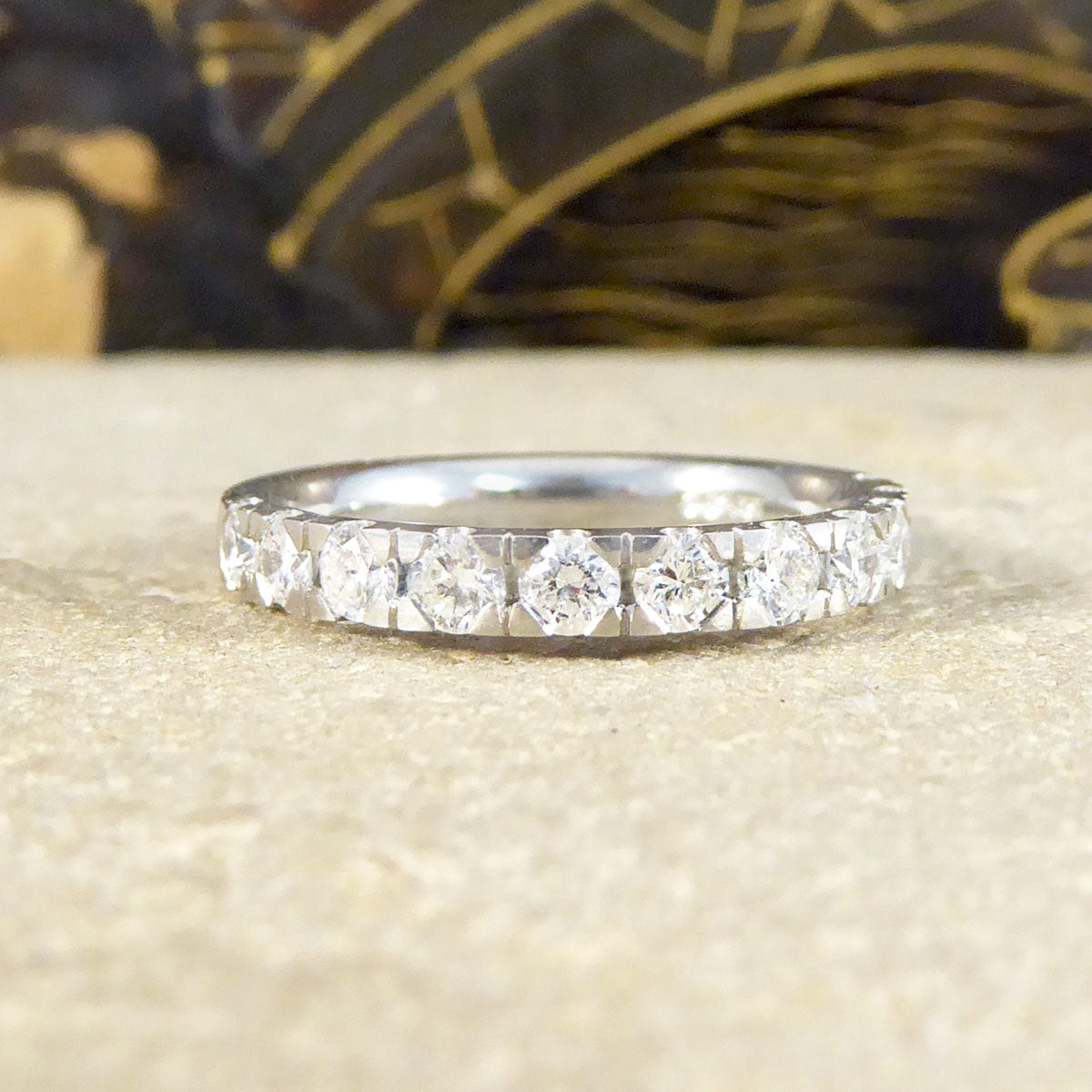 Modern Diamond Half Eternity Ring in Platinum