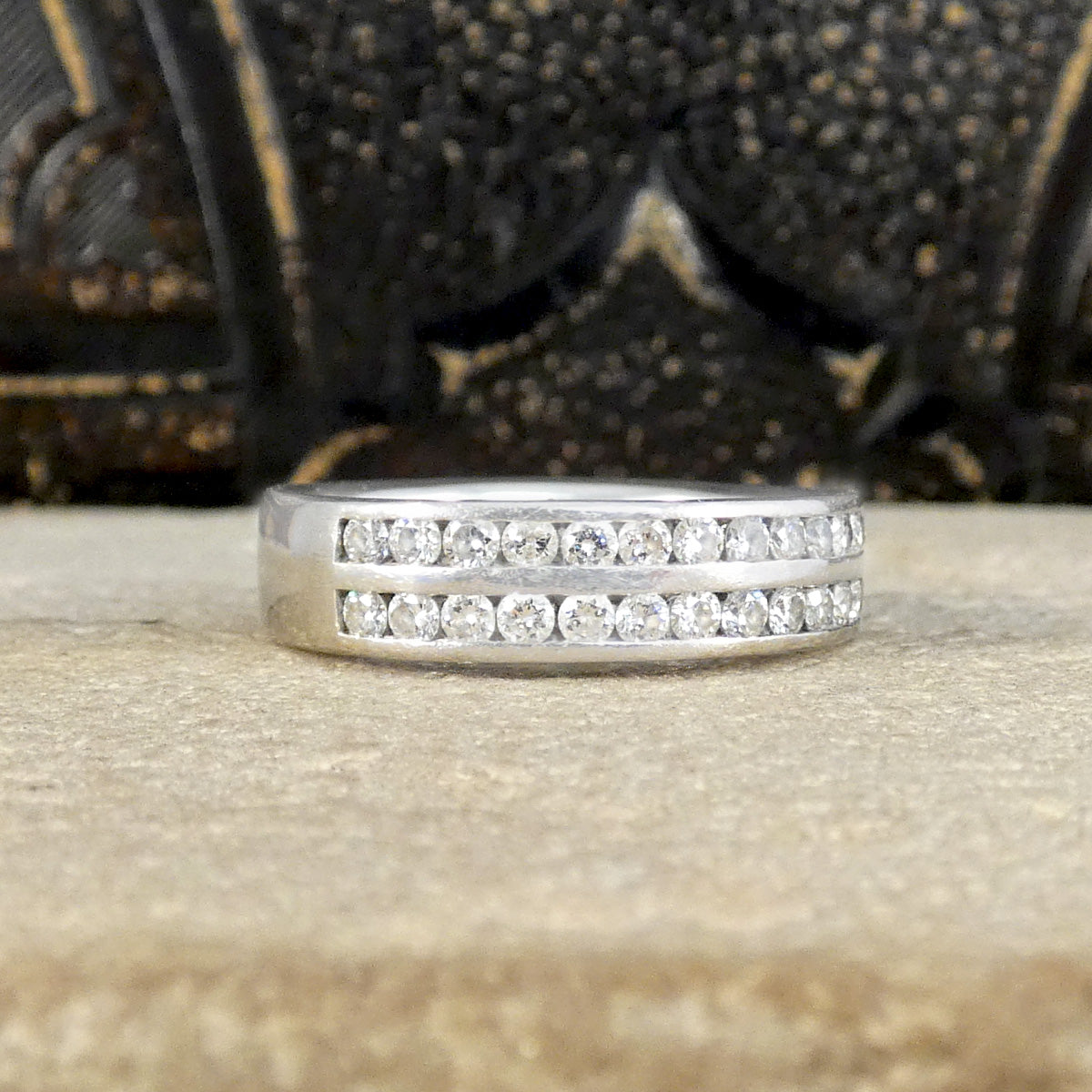 0.75ct Brilliant Cut Diamond Double Row Half Eternity Ring in Platinum