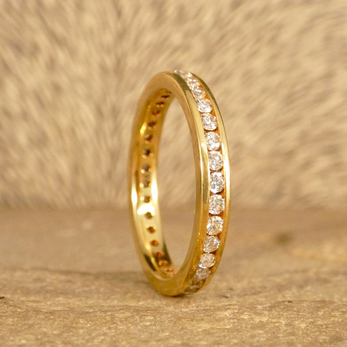 Full Diamond Eternity Ring Channel Setting 18ct Yellow Gold Small Finger Size