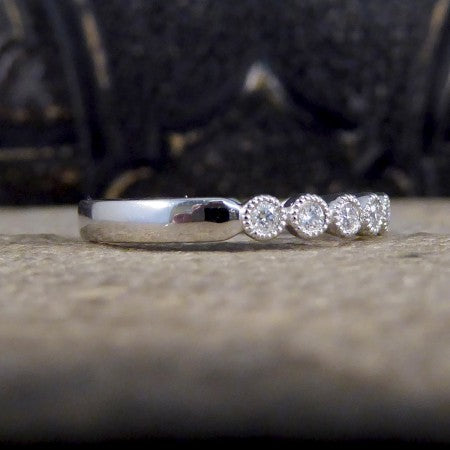 Diamond Rub Over Collar Set White Gold Half Eternity Ring