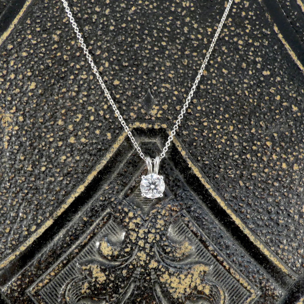 0.75ct Diamond Solitaire Pendant in 18ct White Gold on 18ct Trace Chain