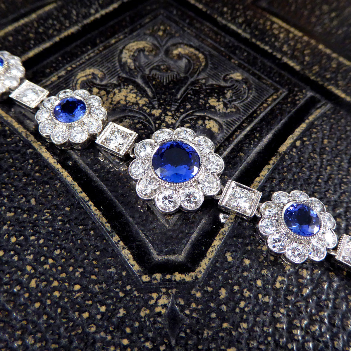 Tanzanite and Diamond Cluster Bracelet in Platinum