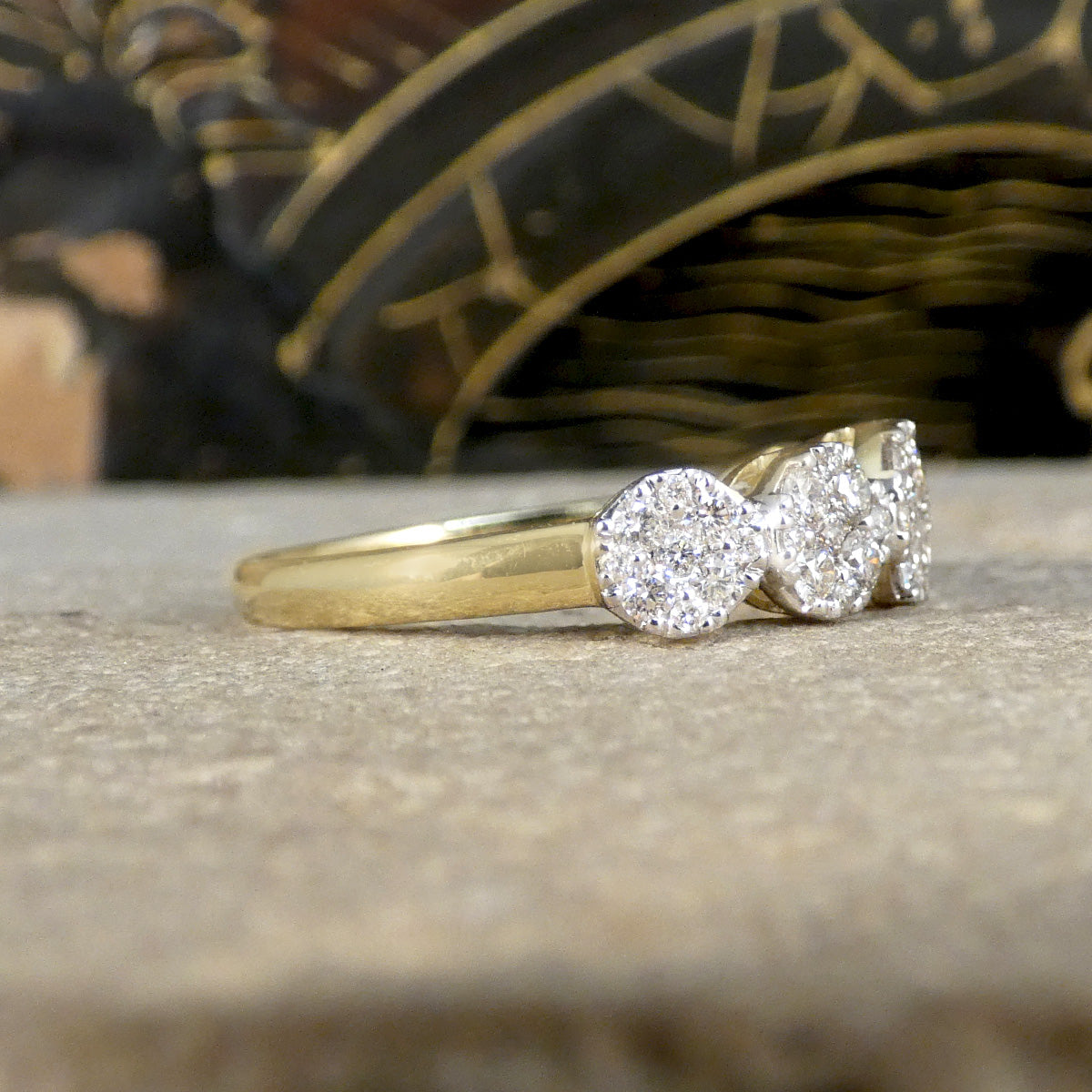 Five Stone Diamond Illusion Cluster Ring in Yellow Gold