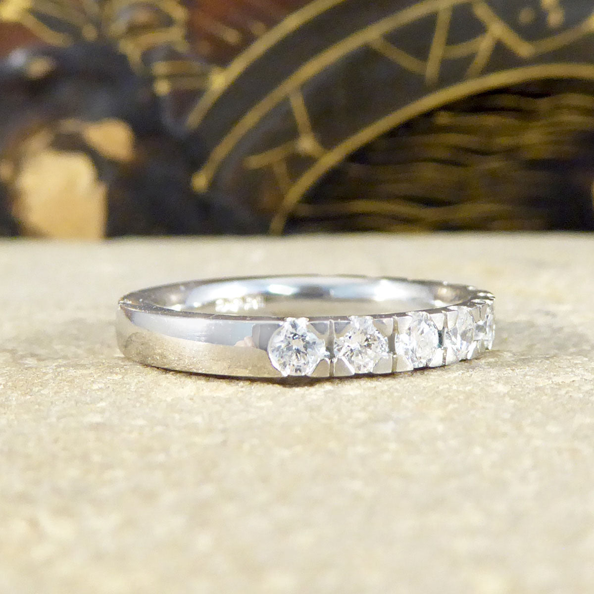 Modern Diamond Half Eternity Ring in Platinum