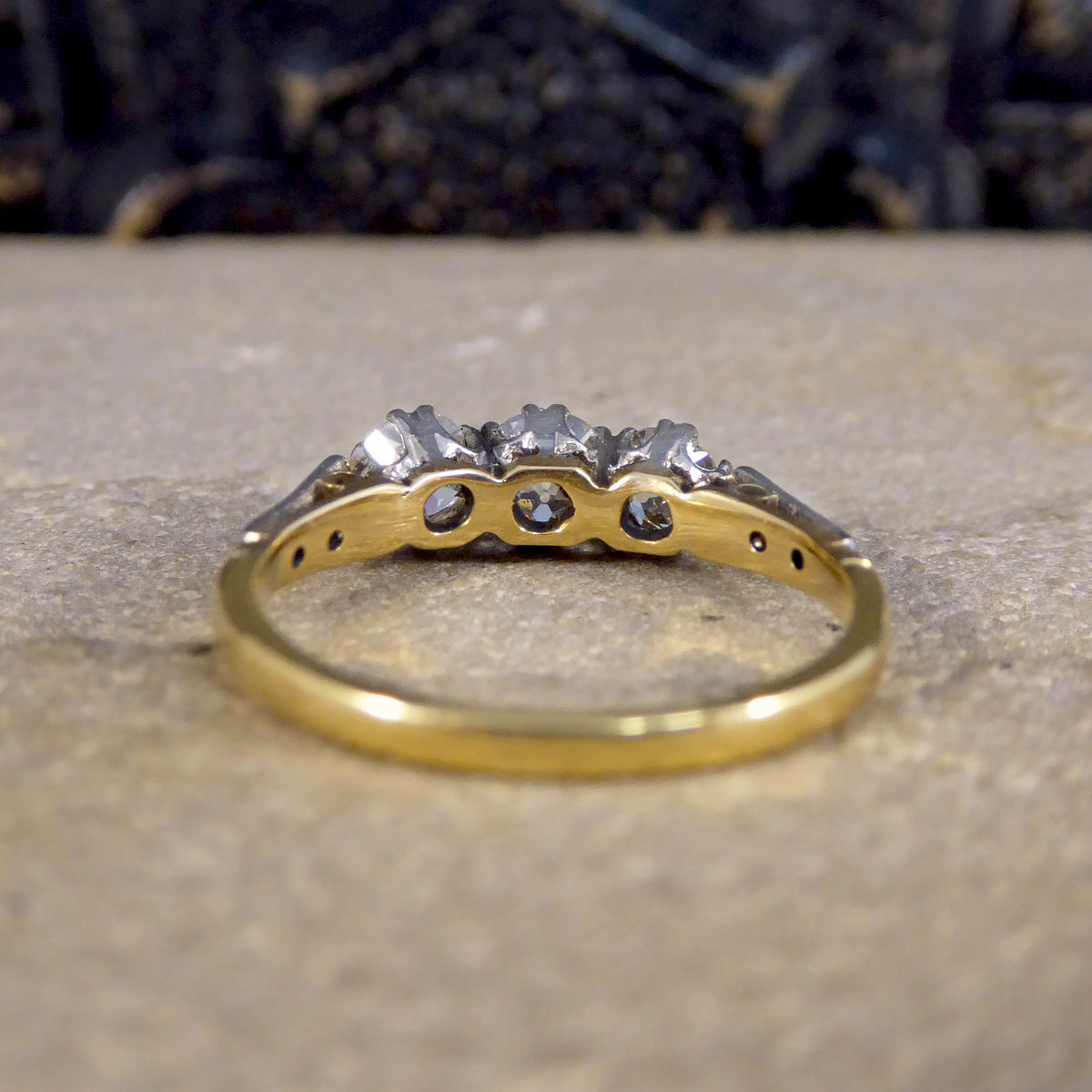 Antique Diamond Trilogy Ring in 18ct Yellow Gold and Platinum