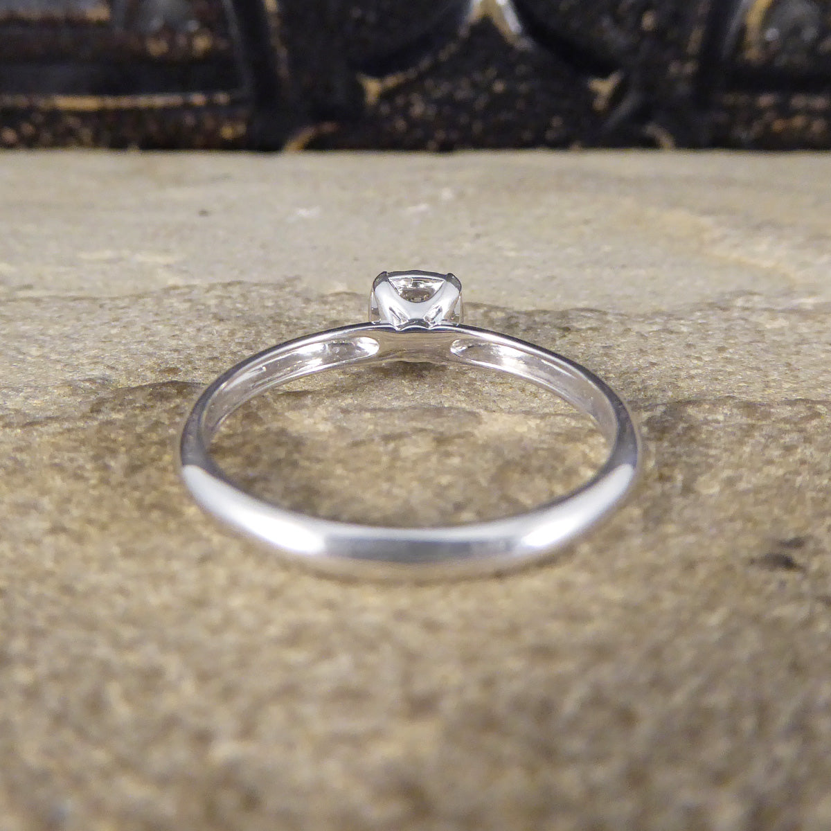 Diamond Solitaire Ring with a Cushion Cut Illusion in White Gold