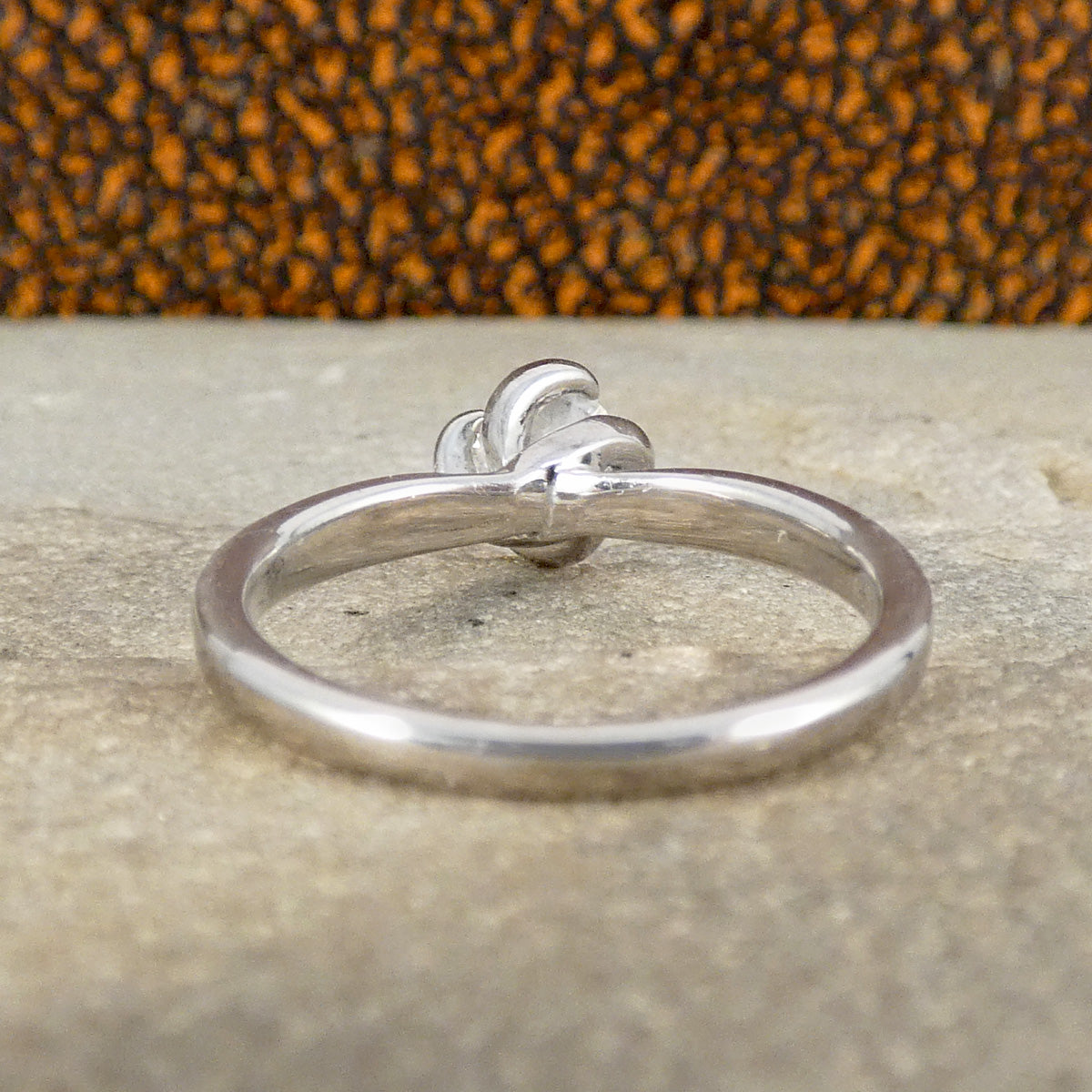 Back view of diamond engagement ring with wedfit aspect in 18ct white gold.