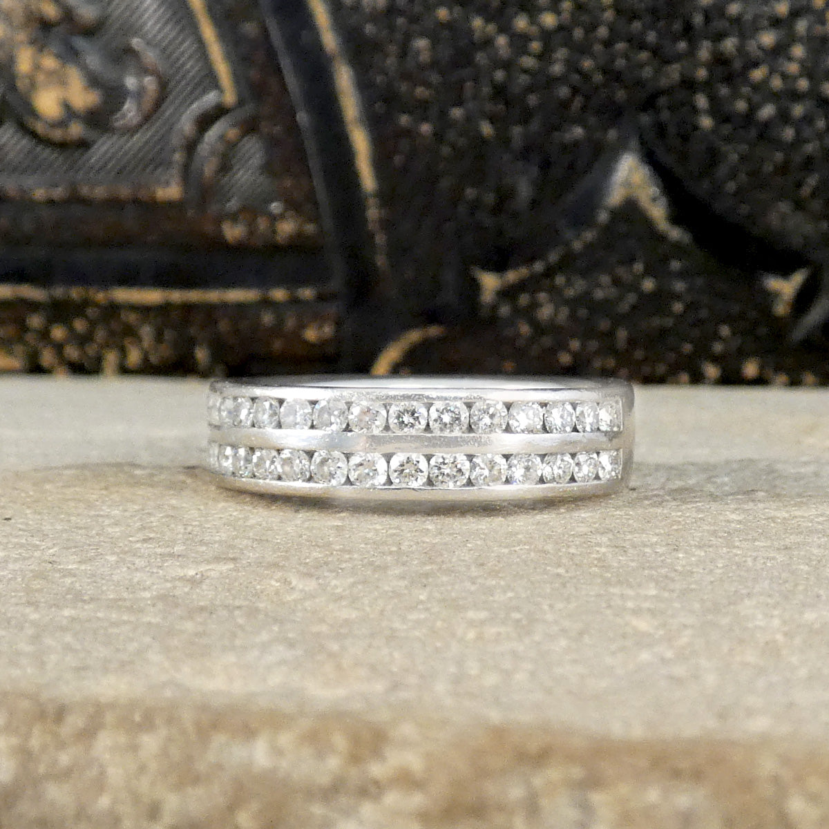 0.75ct Brilliant Cut Diamond Double Row Half Eternity Ring in Platinum