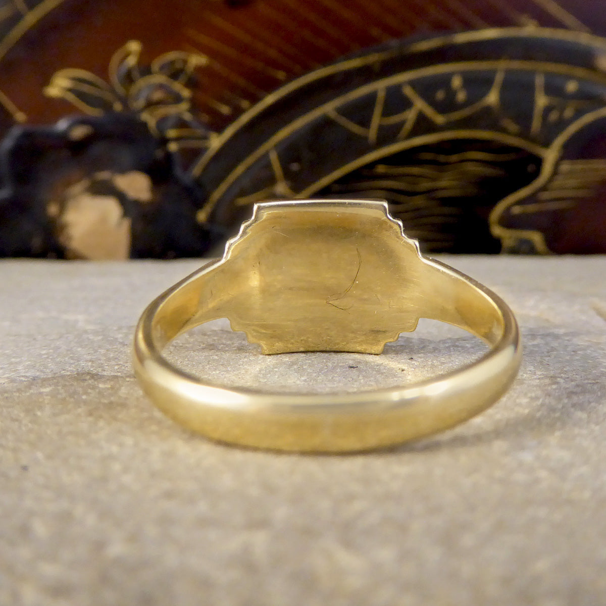 Large Vintage Rectangular Faced Signet Ring in 9ct Yellow Gold C1961