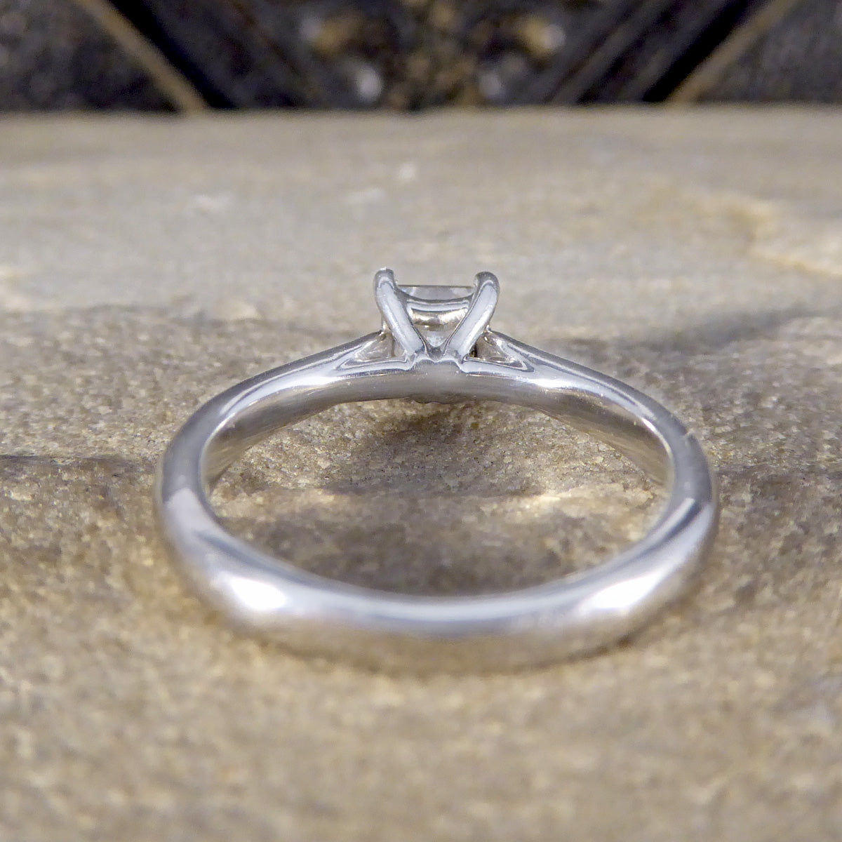 Princess Cut Diamond Engagement Ring with Diamond Set Shoulders in Platinum