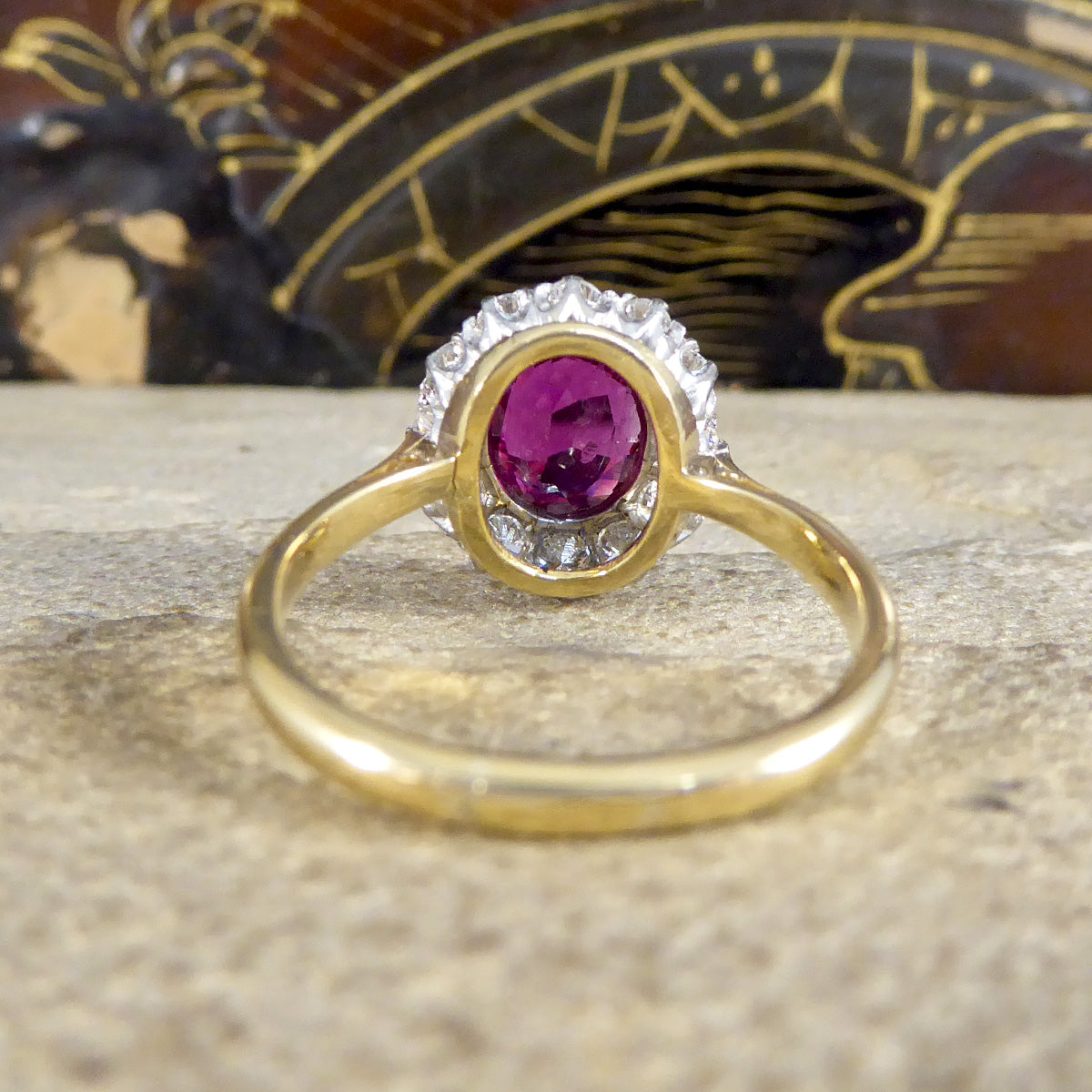 1960's Ruby and Diamond Cluster Ring in 18ct Yellow and Platinum