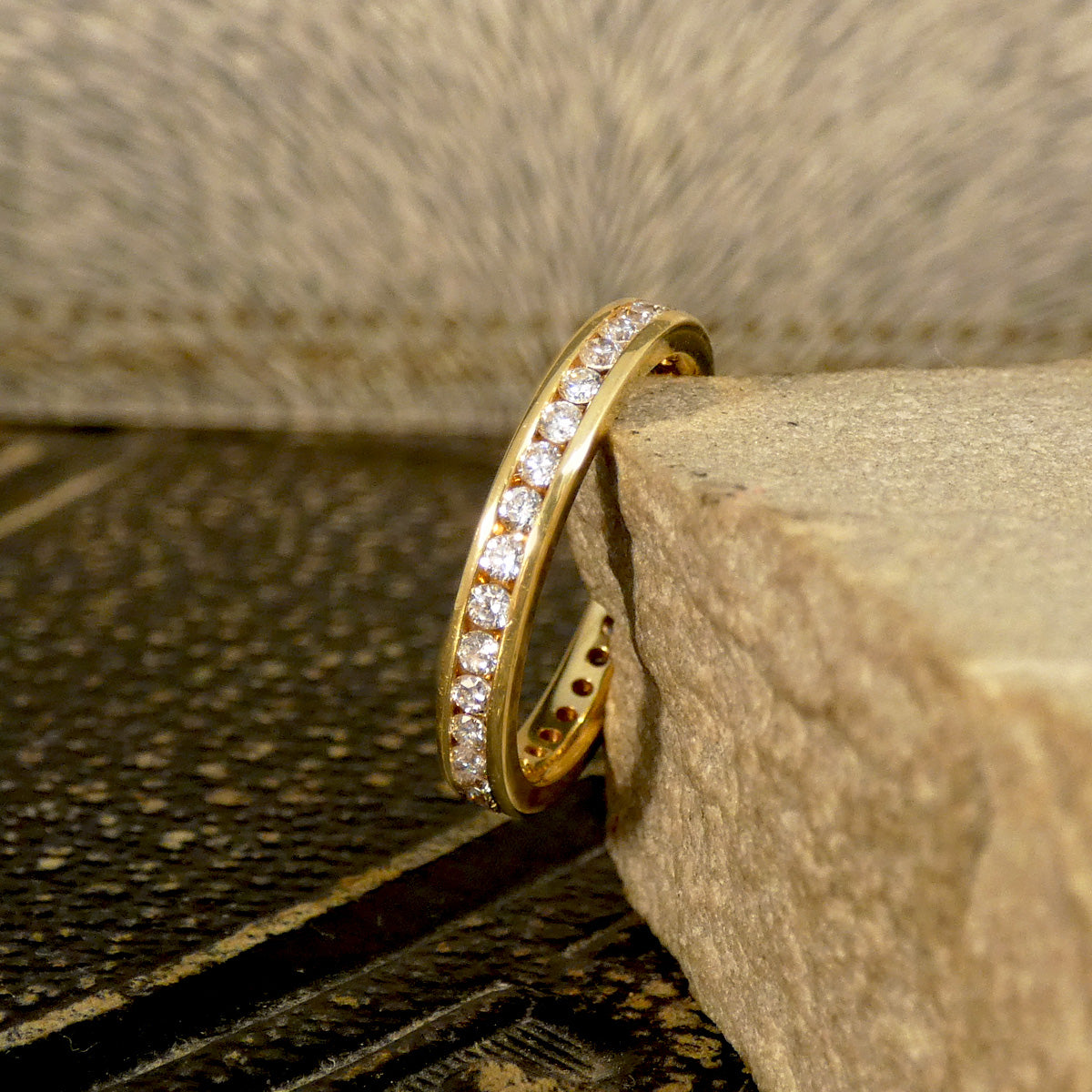 Full Diamond Eternity Ring Channel Setting 18ct Yellow Gold Small Finger Size