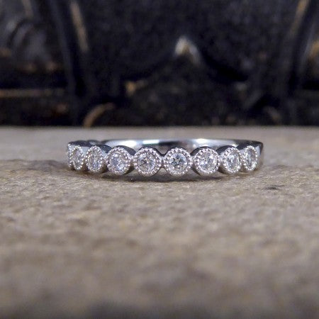 Diamond Rub Over Collar Set White Gold Half Eternity Ring