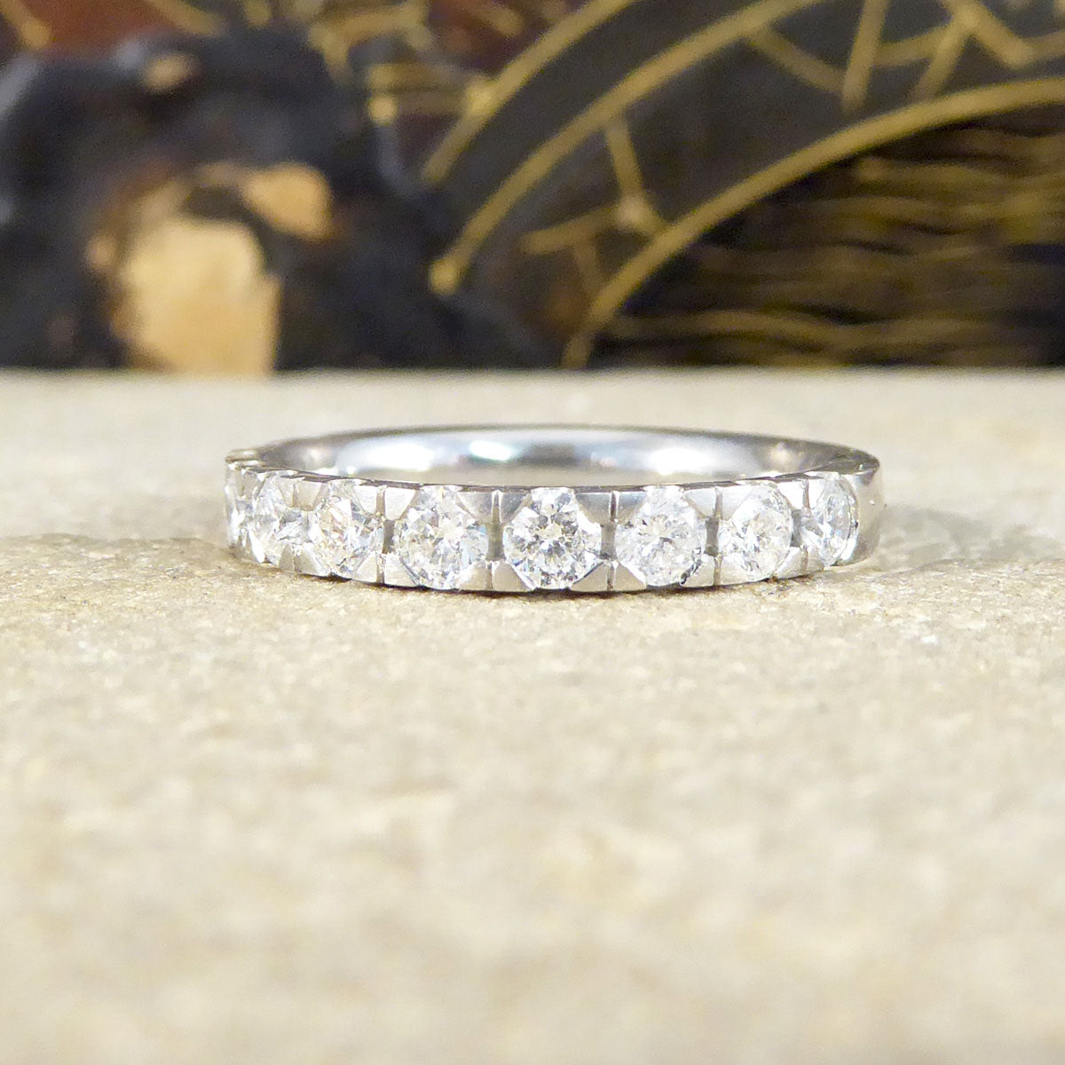 Modern Diamond Half Eternity Ring in Platinum