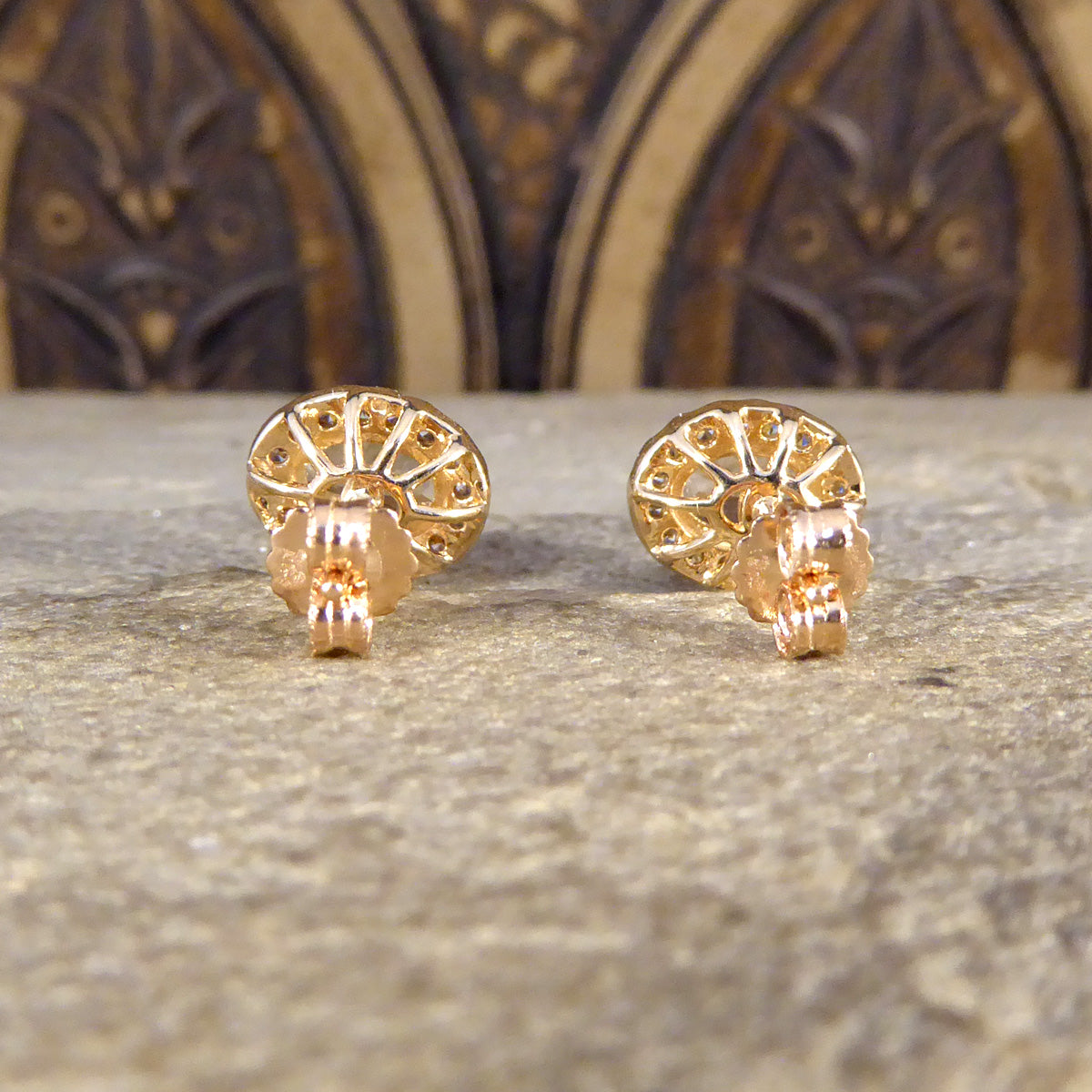 Morganite and Diamond Cluster Earring in Rose Gold