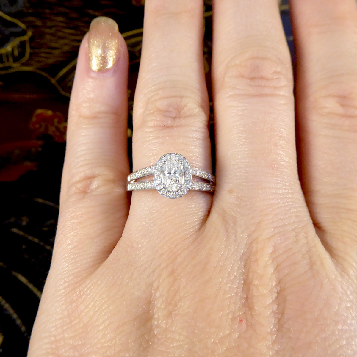 Split band clearance oval engagement ring